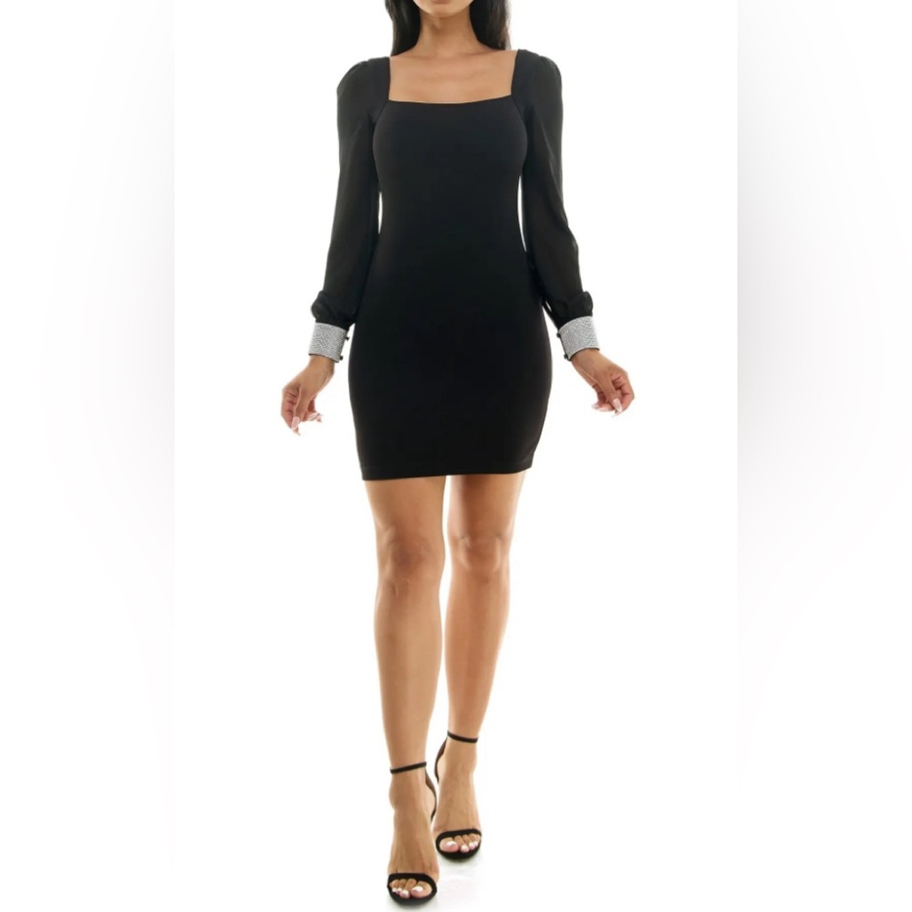 Speechless Embellished Cuff Long Sleeve Knit Minidress Size 15